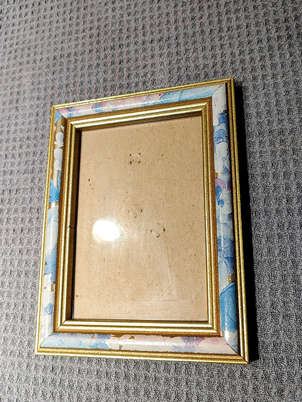 Gold and Blue Decorative Picture Frame - Easel stand or hang